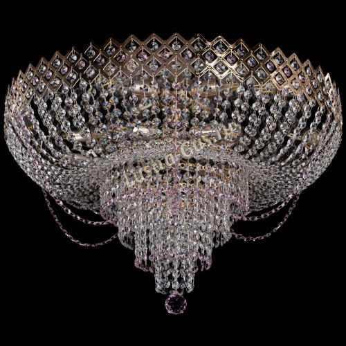 Люстра Корона №11 розовая в Новокузнецке Гусь Хрустальный