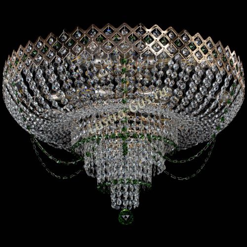 Люстра Корона №11 зеленая в Новокузнецке Гусь Хрустальный
