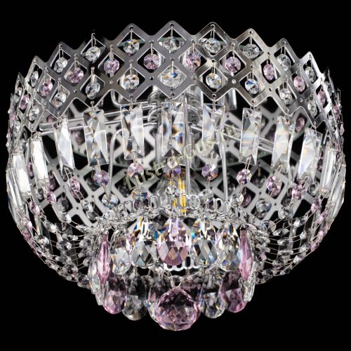 Люстра Корона пластинка №1 розовая в Новокузнецке Гусь Хрустальный