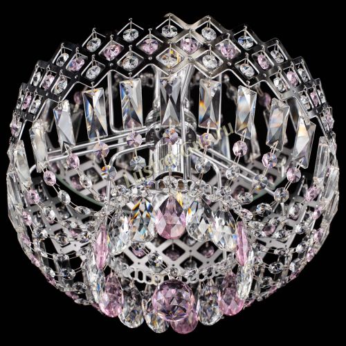 Люстра Корона пластинка №1 розовая в Новокузнецке Гусь Хрустальный