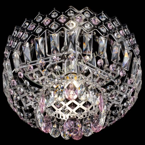 Люстра Корона пластинка №1 розовая в Новокузнецке Гусь Хрустальный