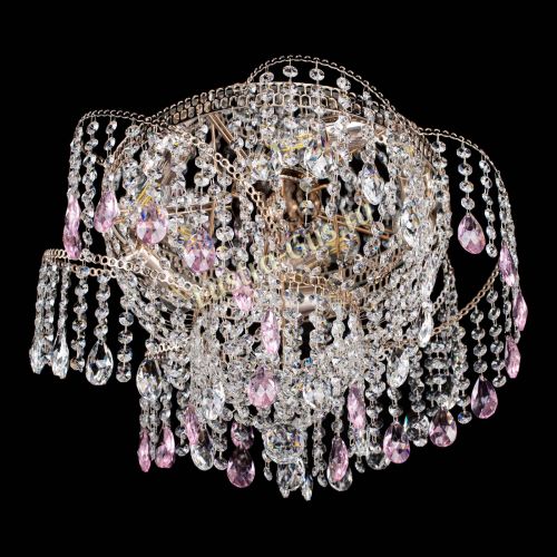 Люстра Космея №4 розовая в Новокузнецке Гусь Хрустальный