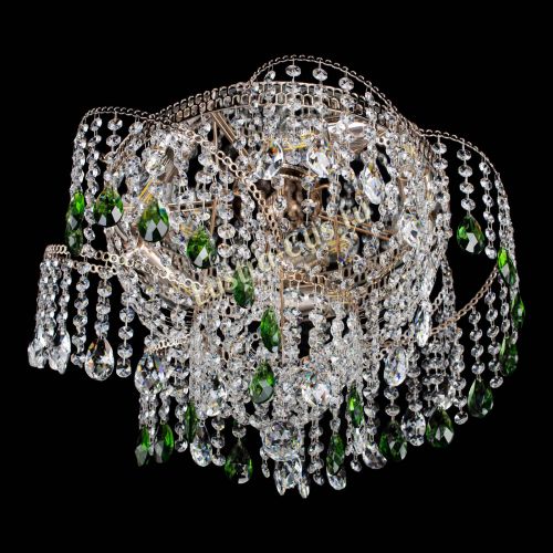 Люстра Космея №4 зеленая в Новокузнецке Гусь Хрустальный