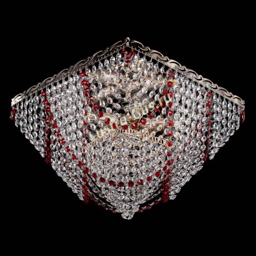 Люстра Квадрат Бриз красная в Новокузнецке Гусь Хрустальный