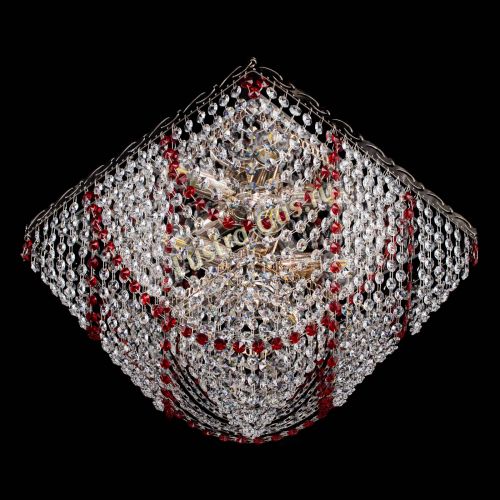 Люстра Квадрат Бриз красная в Новокузнецке Гусь Хрустальный