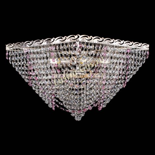 Люстра Квадрат Бриз розовая в Новокузнецке Гусь Хрустальный