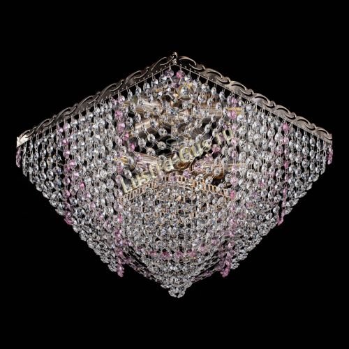 Люстра Квадрат Бриз розовая в Новокузнецке Гусь Хрустальный