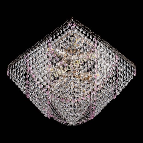 Люстра Квадрат Бриз розовая в Новокузнецке Гусь Хрустальный