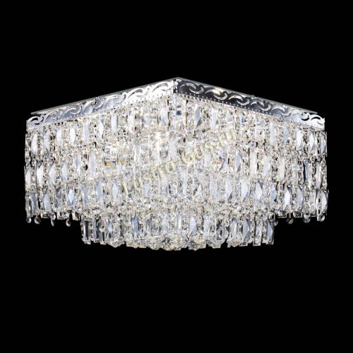 Люстра Квадрат Каскад с пластинками в Новокузнецке Гусь Хрустальный