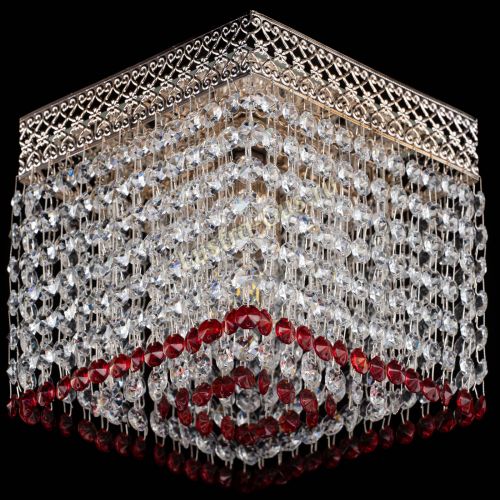 Люстра Квадрат Венеция №1 красная в Новокузнецке Гусь Хрустальный