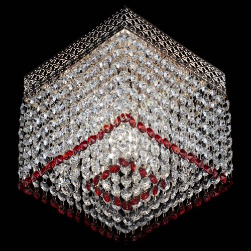 Люстра Квадрат Венеция №1 красная в Новокузнецке Гусь Хрустальный