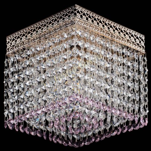 Люстра Квадрат Венеция №1 розовая в Новокузнецке Гусь Хрустальный