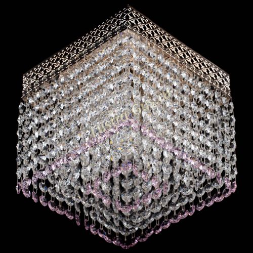 Люстра Квадрат Венеция №1 розовая в Новокузнецке Гусь Хрустальный