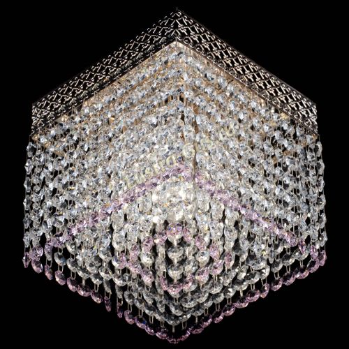 Люстра Квадрат Венеция №1 розовая в Новокузнецке Гусь Хрустальный