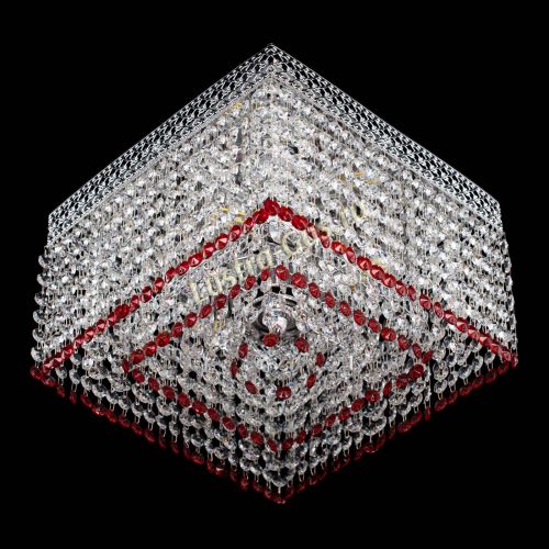 Люстра Квадрат Венеция №3 красная в Новокузнецке Гусь Хрустальный