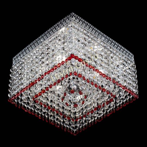 Люстра Квадрат Венеция №3 красная в Новокузнецке Гусь Хрустальный