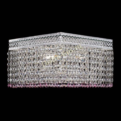 Люстра Квадрат Венеция №3 розовая в Новокузнецке Гусь Хрустальный