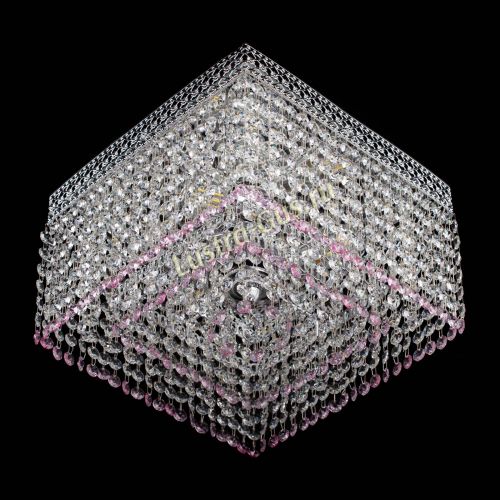 Люстра Квадрат Венеция №3 розовая в Новокузнецке Гусь Хрустальный