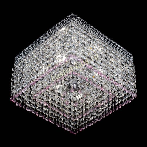 Люстра Квадрат Венеция №3 розовая в Новокузнецке Гусь Хрустальный