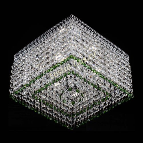 Люстра Квадрат Венеция №3 зеленая в Новокузнецке Гусь Хрустальный