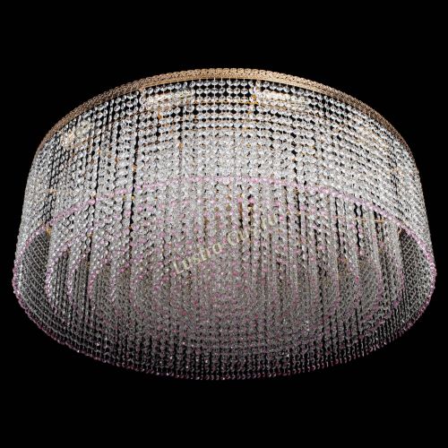 Люстра Милан капель №12 розовая в Новокузнецке Гусь Хрустальный