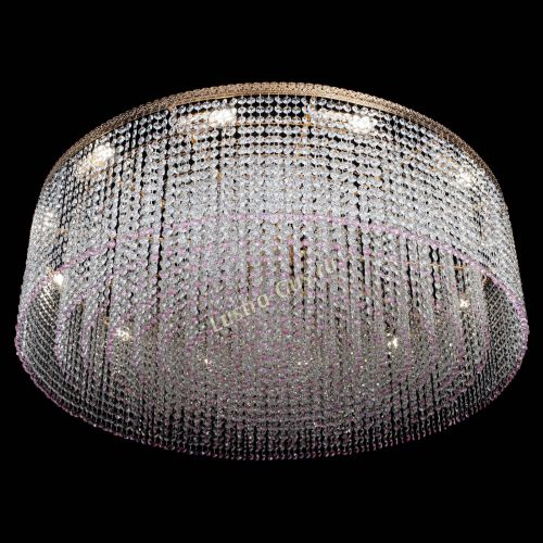 Люстра Милан капель №12 розовая в Новокузнецке Гусь Хрустальный