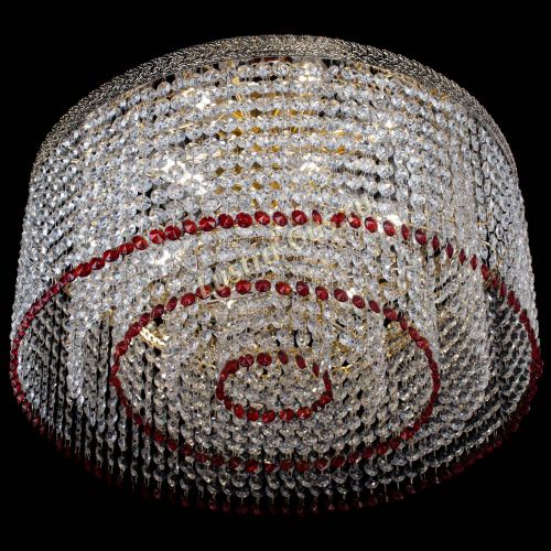 Люстра Милан капель оптикон Красная в Новокузнецке Гусь Хрустальный