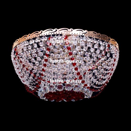 Люстра Анжелика 6 ламп + низ красная в Новокузнецке Гусь Хрустальный