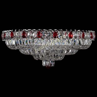 Люстра хрустальная Тройное Кольцо пластинка красная