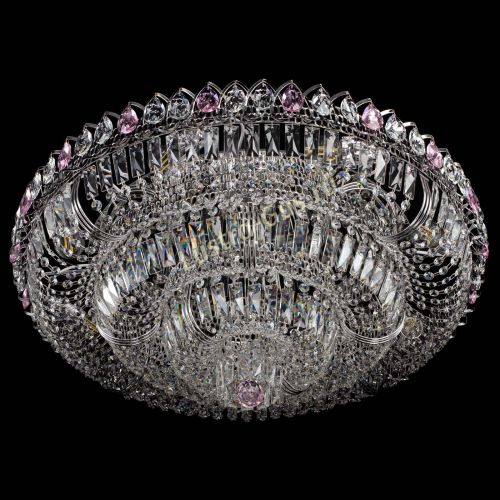 Люстра Тройное Кольцо пластинка розовая в Новокузнецке Гусь Хрустальный