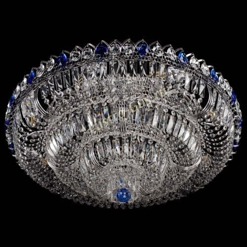 Люстра Тройное Кольцо пластинка синяя в Новокузнецке Гусь Хрустальный