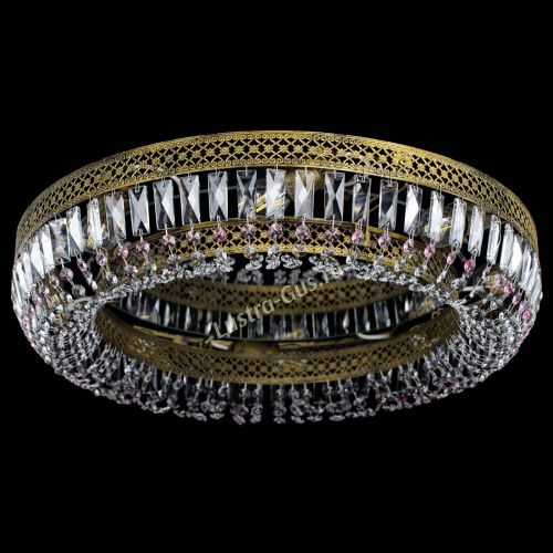 Люстра Венеция Кольцо №8 пластинка под бронзу Розовая в Новокузнецке Гусь Хрустальный