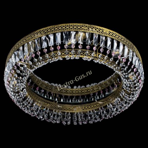 Люстра Венеция Кольцо №8 пластинка под бронзу Розовая в Новокузнецке Гусь Хрустальный