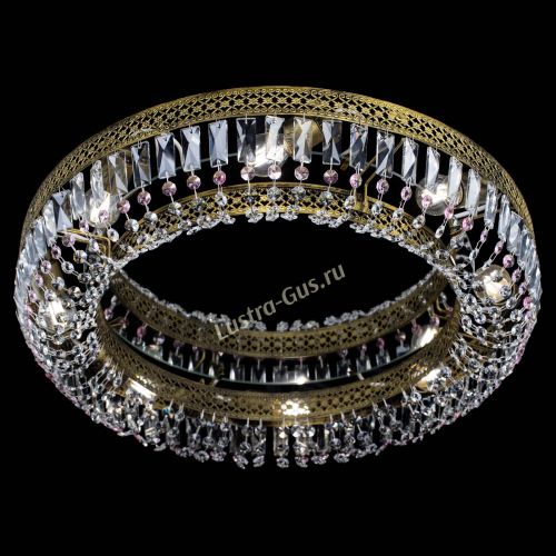 Люстра Венеция Кольцо №8 пластинка под бронзу Розовая в Новокузнецке Гусь Хрустальный