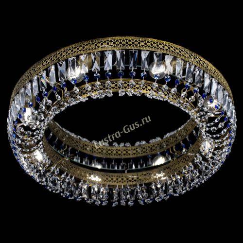 Люстра Венеция Кольцо №8 пластинка под бронзу Синяя в Новокузнецке Гусь Хрустальный