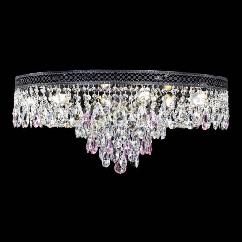 Люстра Венеция Кольцо Черная №8 розовая в Новокузнецке Гусь Хрустальный