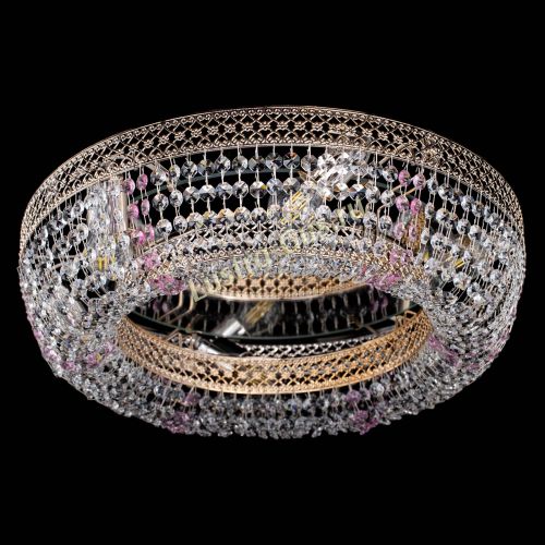 Люстра Венеция Кольцо розовая в Новокузнецке Гусь Хрустальный