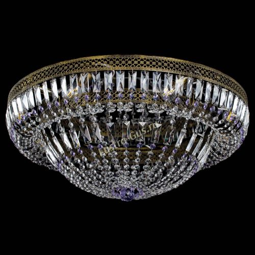 Люстра Венеция Купол пластинка под бронзу Фиолетовая в Новокузнецке Гусь Хрустальный