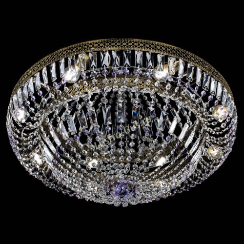 Люстра Венеция Купол пластинка под бронзу Фиолетовая в Новокузнецке Гусь Хрустальный