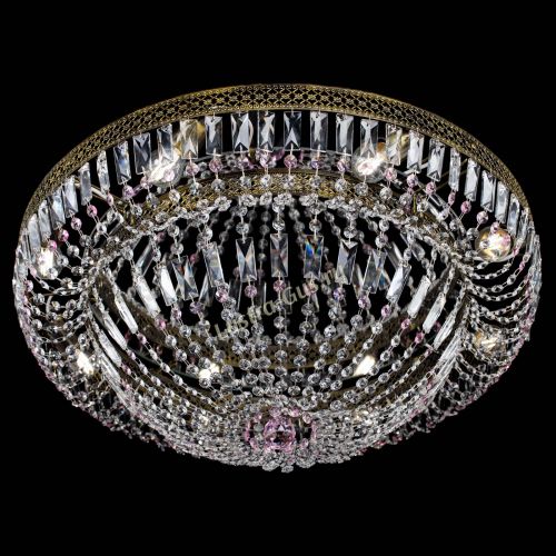 Люстра Венеция Купол пластинка под бронзу Розовая в Новокузнецке Гусь Хрустальный