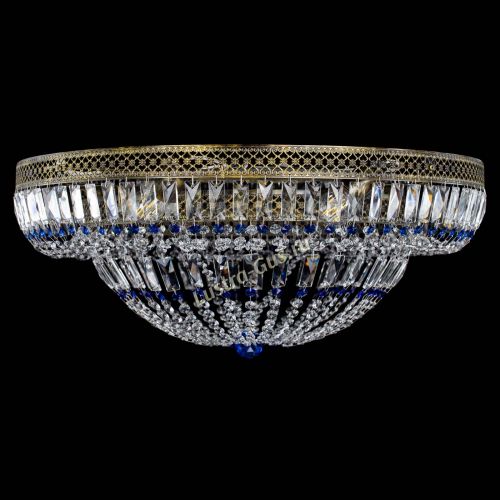 Люстра Венеция Купол пластинка под бронзу Синяя в Новокузнецке Гусь Хрустальный