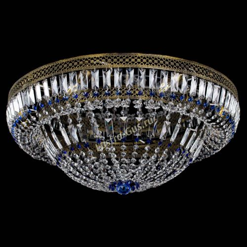 Люстра Венеция Купол пластинка под бронзу Синяя в Новокузнецке Гусь Хрустальный