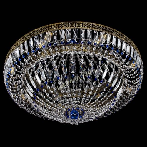 Люстра Венеция Купол пластинка под бронзу Синяя в Новокузнецке Гусь Хрустальный