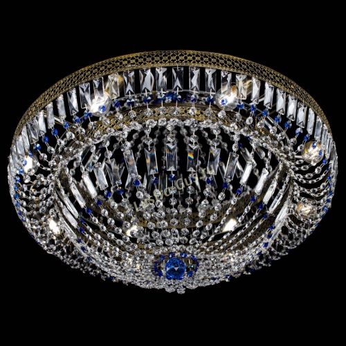 Люстра Венеция Купол пластинка под бронзу Синяя в Новокузнецке Гусь Хрустальный