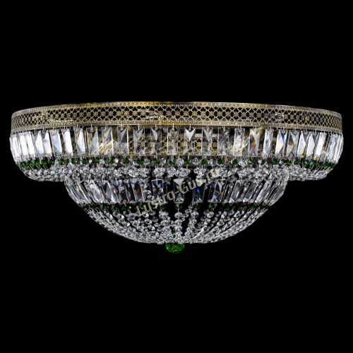 Люстра Венеция Купол пластинка под бронзу Зеленая в Новокузнецке Гусь Хрустальный