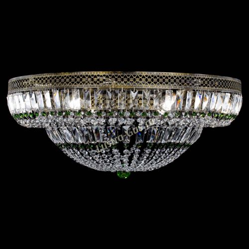 Люстра Венеция Купол пластинка под бронзу Зеленая в Новокузнецке Гусь Хрустальный