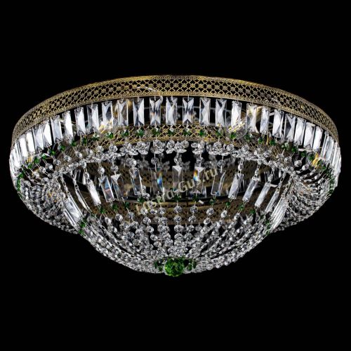 Люстра Венеция Купол пластинка под бронзу Зеленая в Новокузнецке Гусь Хрустальный