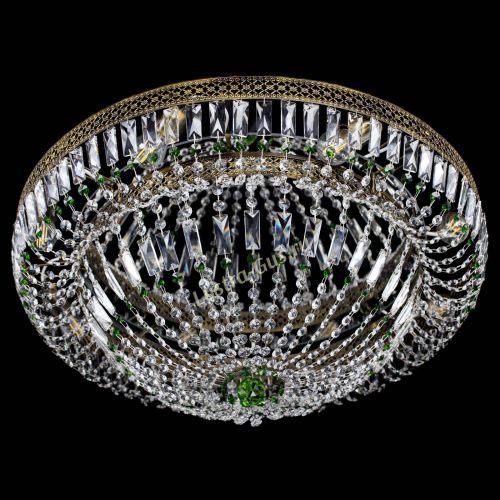 Люстра Венеция Купол пластинка под бронзу Зеленая в Новокузнецке Гусь Хрустальный