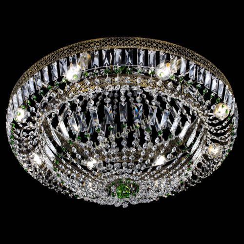 Люстра Венеция Купол пластинка под бронзу Зеленая в Новокузнецке Гусь Хрустальный