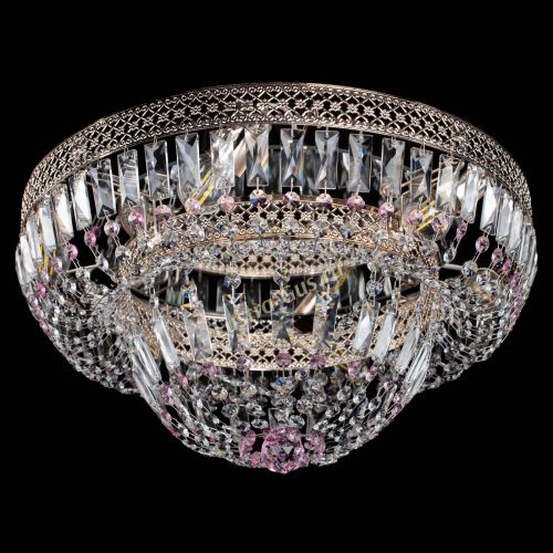 Люстра Венеция Купол пластинка Розовая в Новокузнецке Гусь Хрустальный